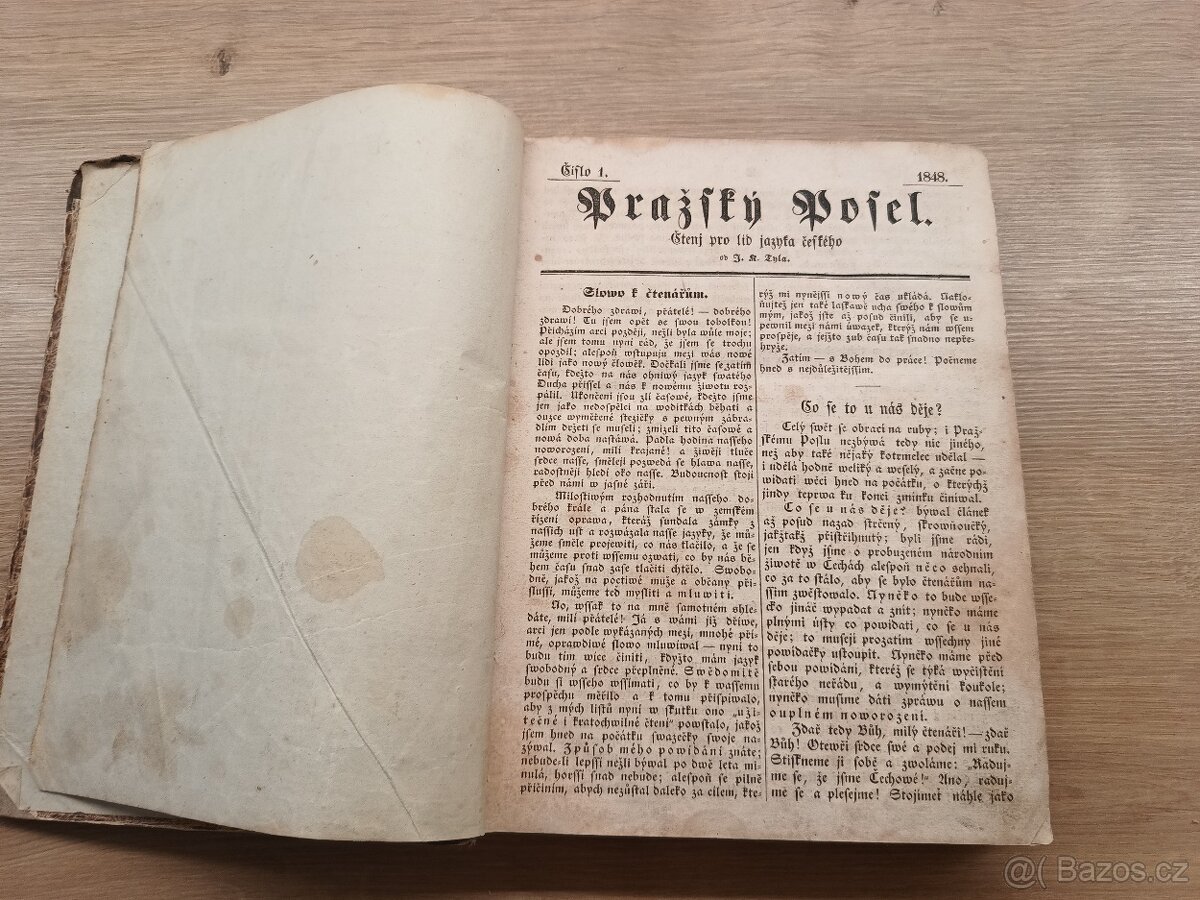 Pražský posel - komplet ročník 1848 J. K. Tyl 52 čisel