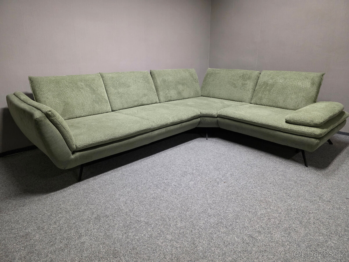 Velká rohová sedačka zelená PULL