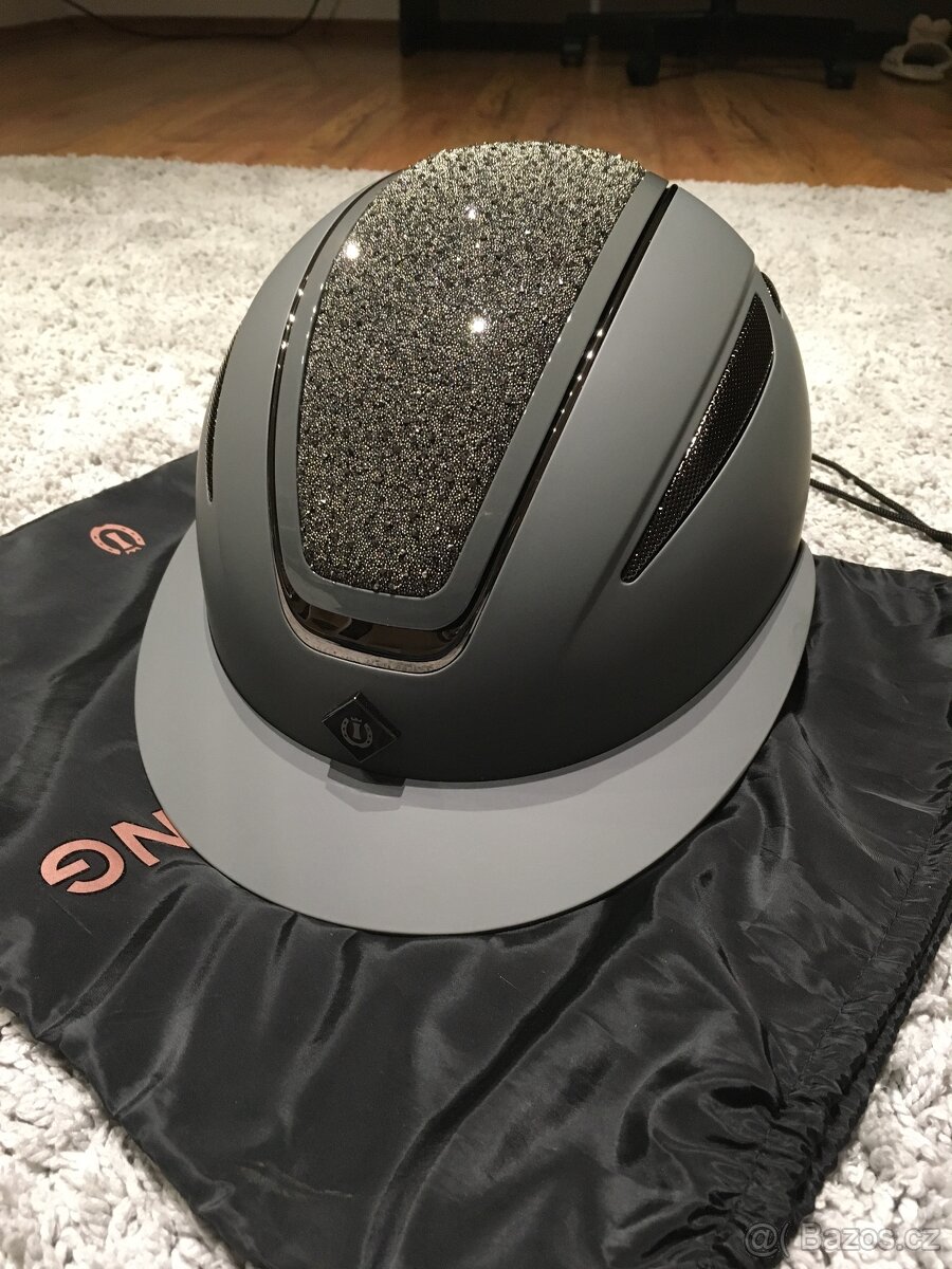 Jezdecká přilba IRH Olania Deluxe, šedá s glitry, M