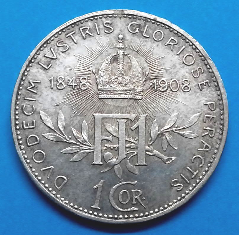 Stříbrná mince r. 1908 František Josef I.