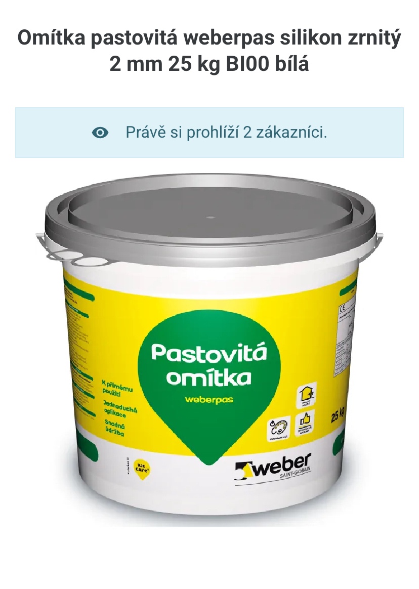 weberpas silikon zrnitý 2 mm Silikonová omítka 25 kg