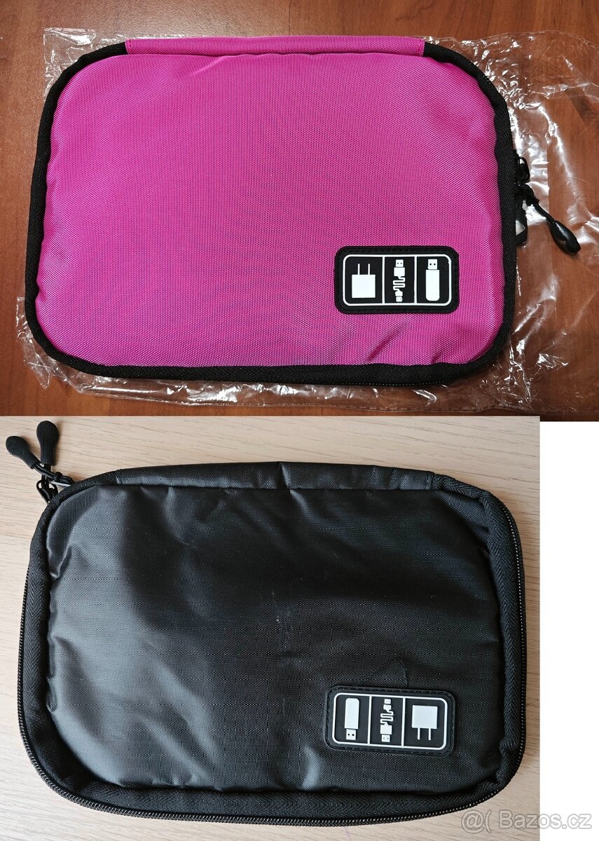 Taška/brašna na kable, nabíječky tablet nová růžová/černá