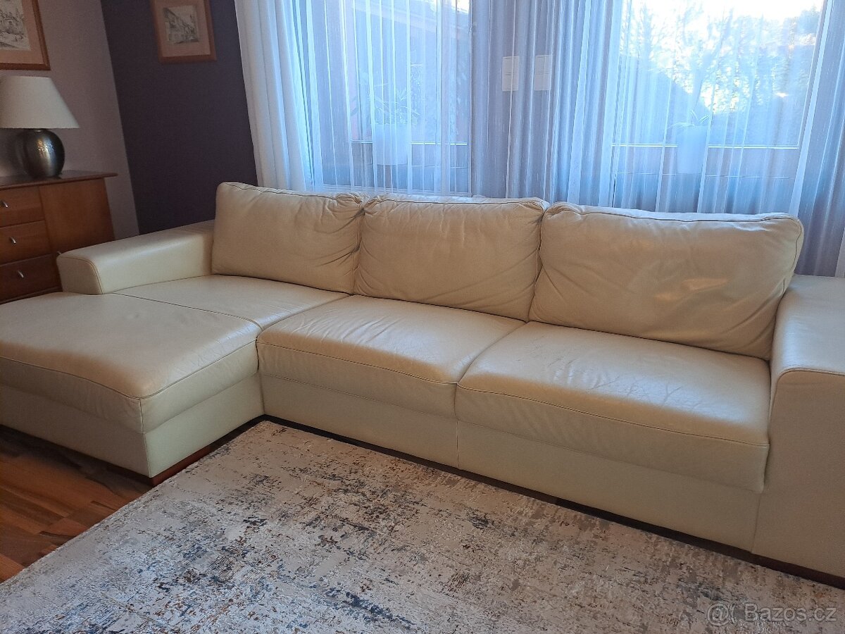 Kožená sedací souprava s lenoškou