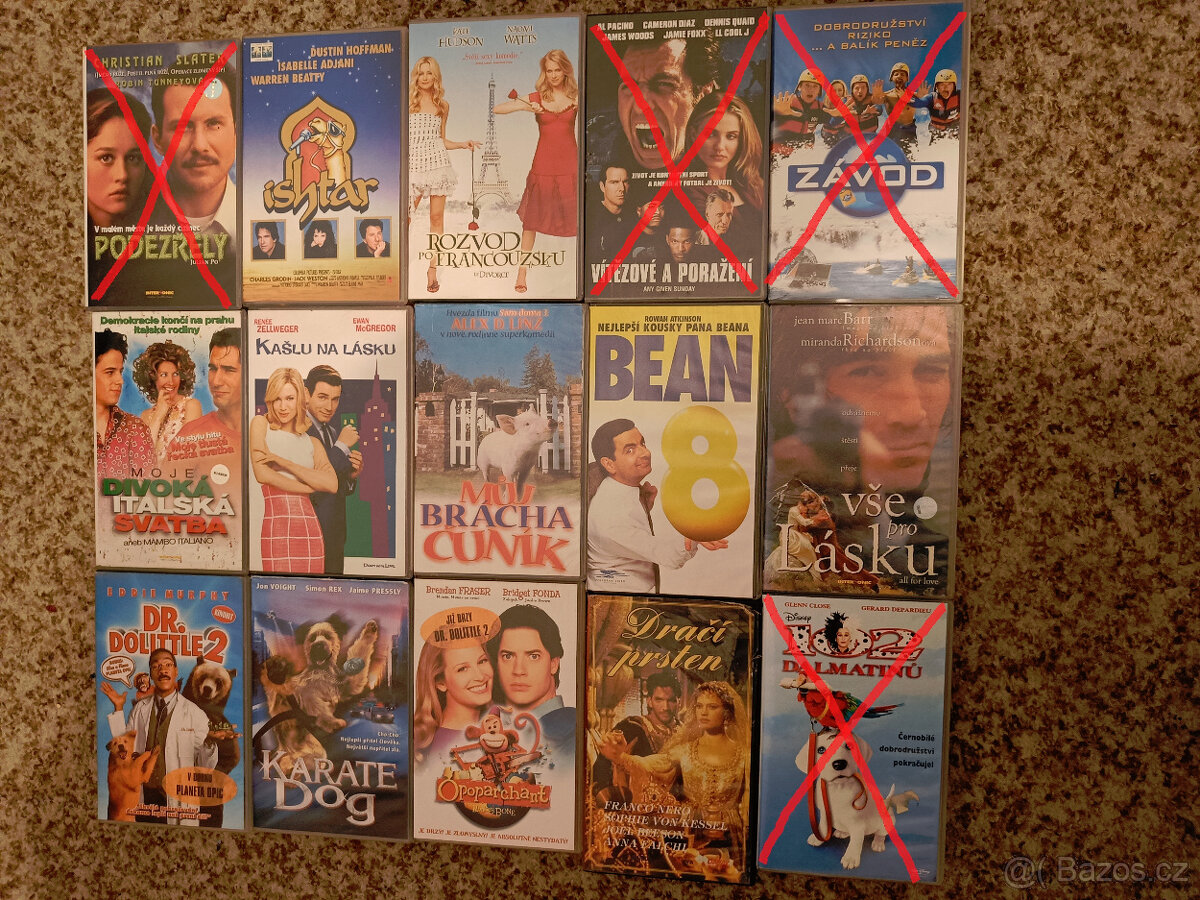 25 Kč/kus - originální VHS videokazety - český dabing