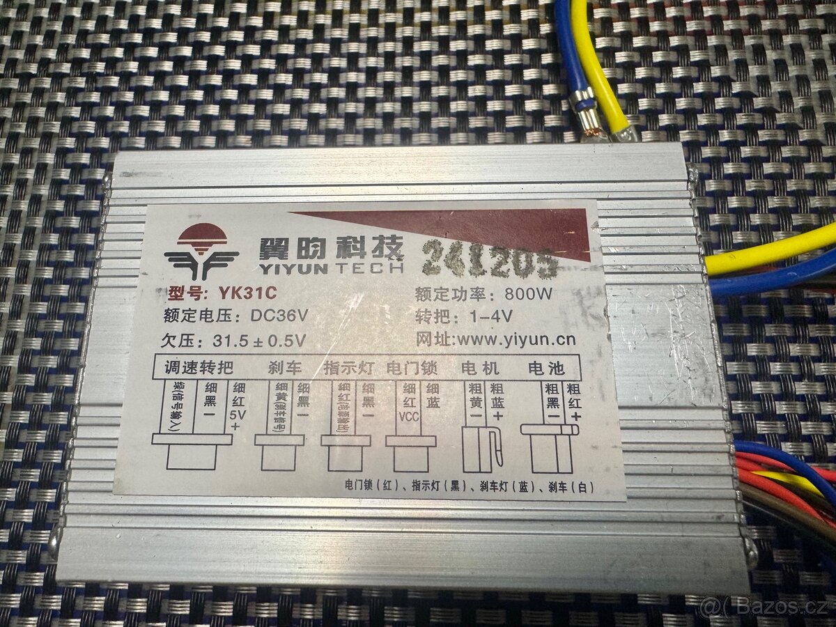 Řídicí jednotka/kontroler 36v 800w s přepínáním rychlosti