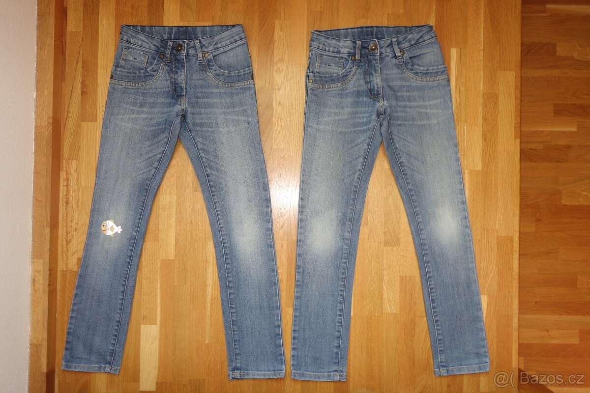 2x dívčí rifle, džíny pro dvojčata vel.134