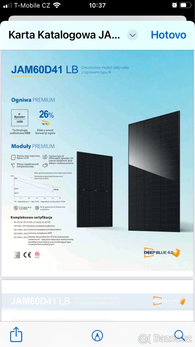 Solární panely JA Solar 500 Bifacial