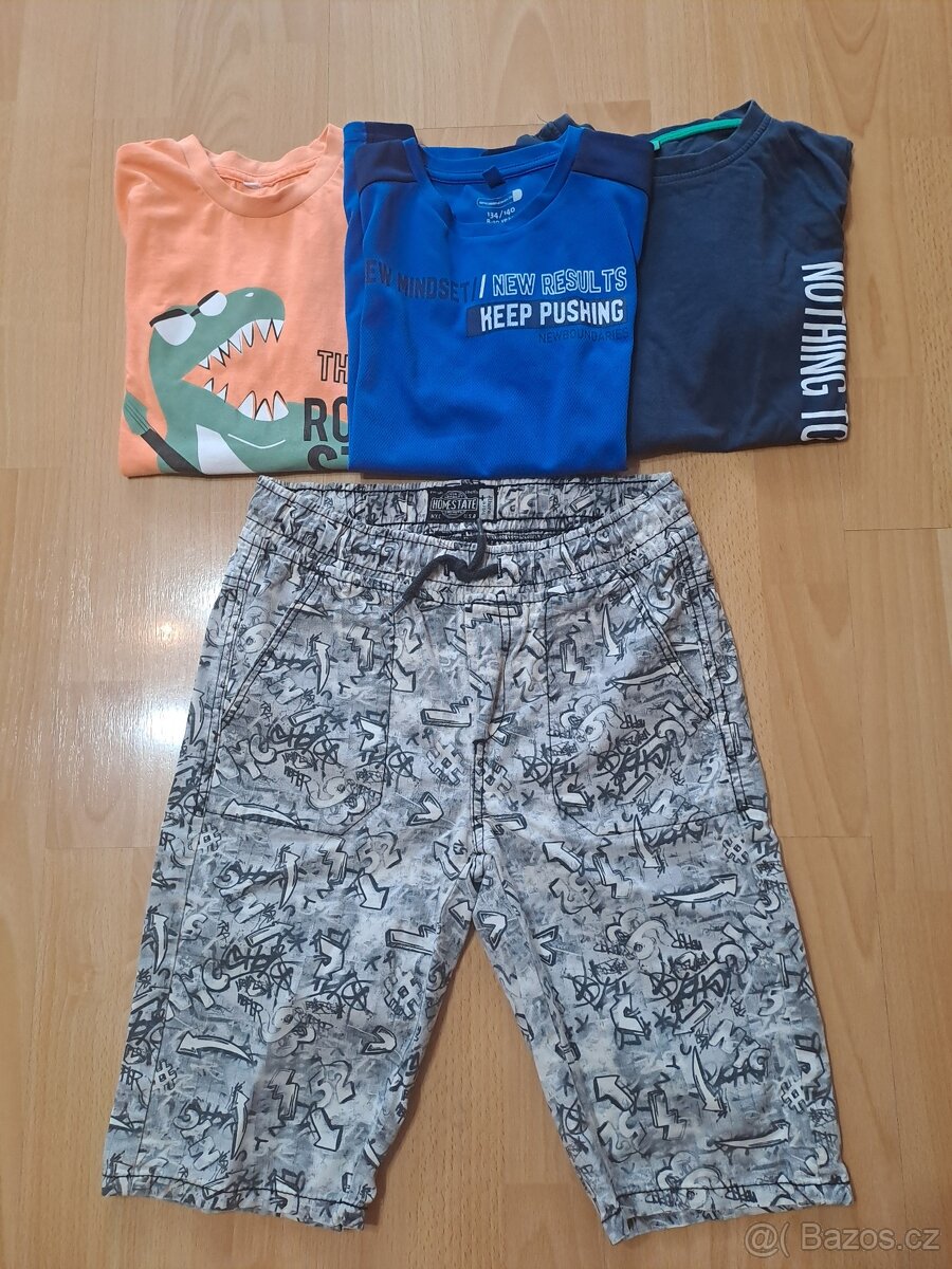 Chlapecký set -sport. bermudy a 3x tričko vel. 134-146