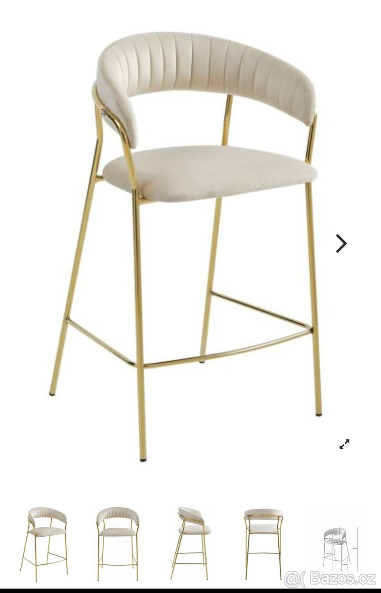 Barová židle BADIA - béžový samet 2ks