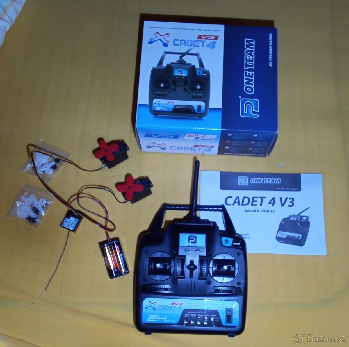 Prodám nový set vysílačky, přijímače a serv