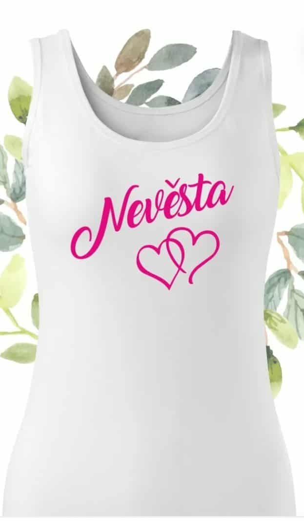 Dámské bílé tílko s nápisem Nevěsta
