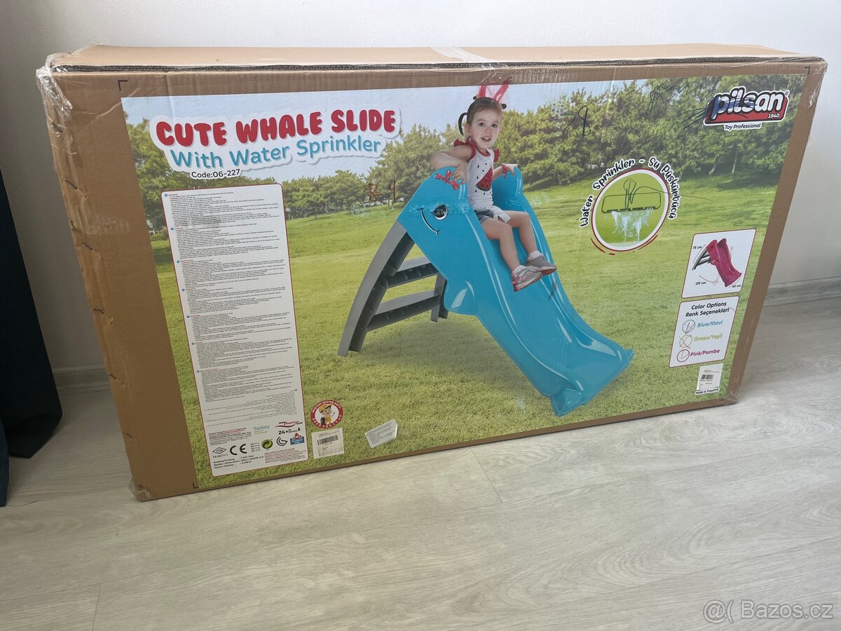 Pilsan Dětská plastová skluzavka Delfín, modrá, skluz 110 cm