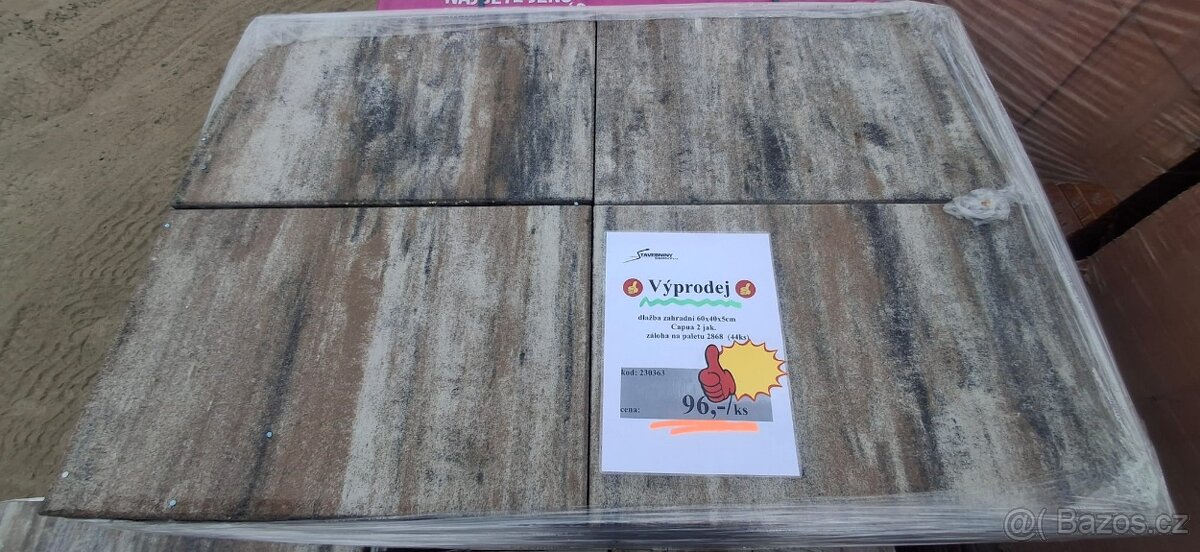 Výprodej - dlažba zahradní 60x40x5cm Capua 2.jak.