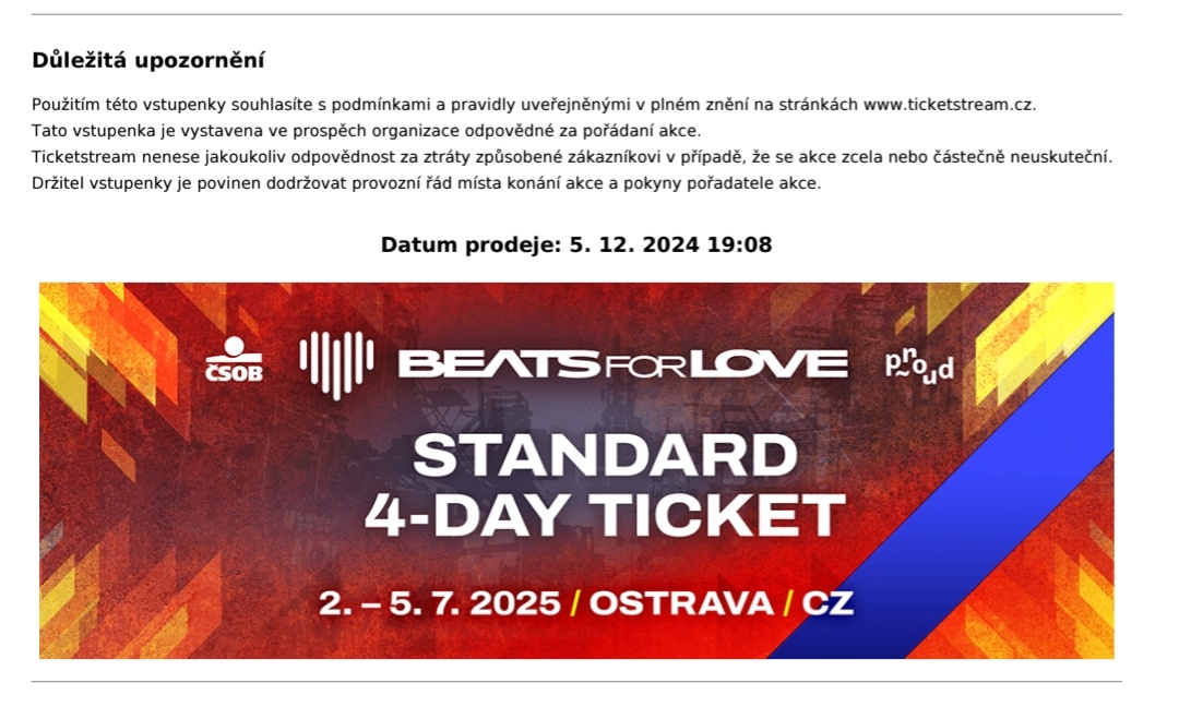 Celofestivalová vstupenka B4L