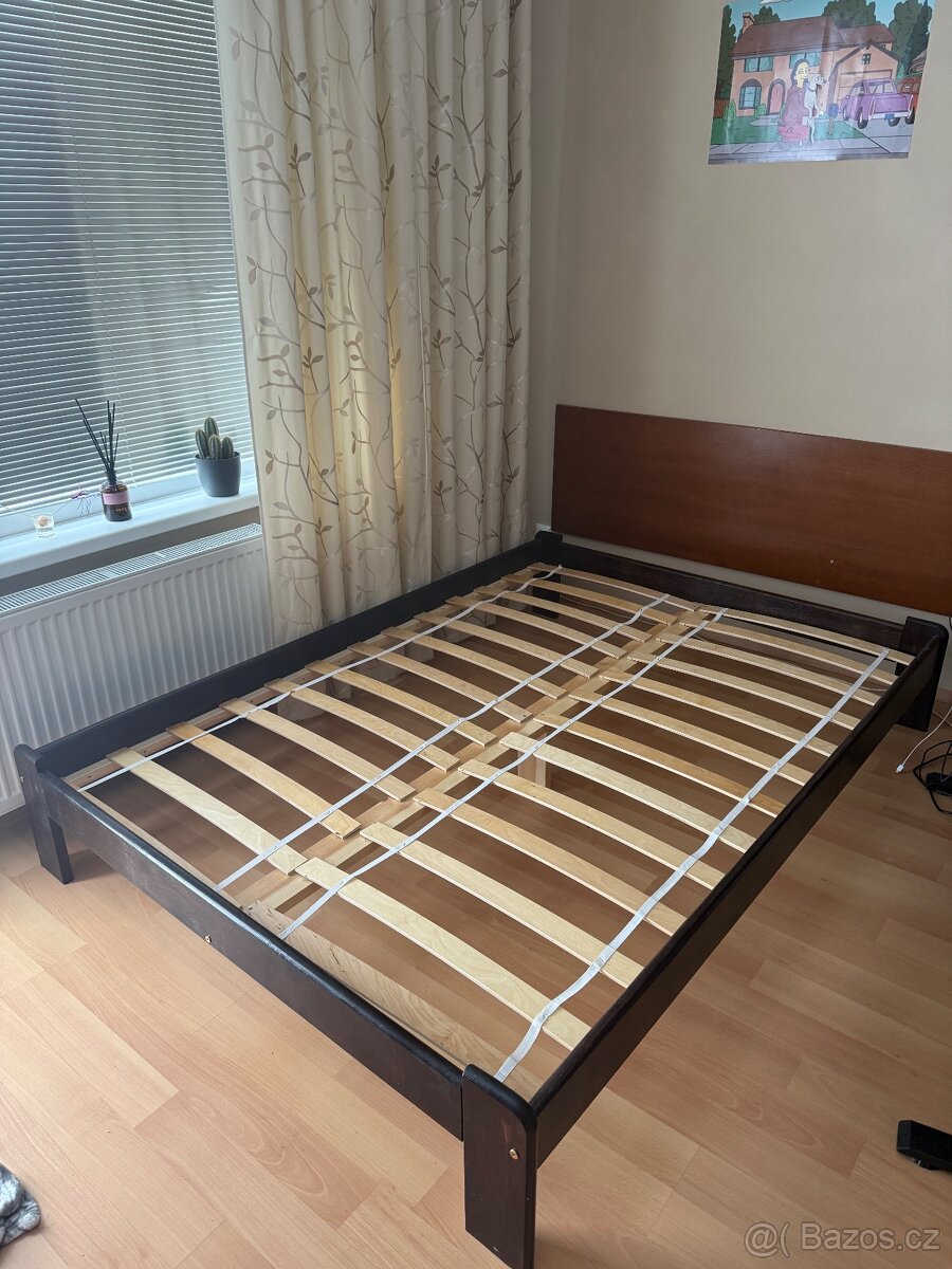Postel + rošt 140x200 hnědá