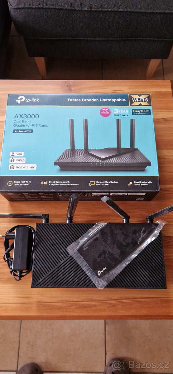 Router TP-link AX55 + repeater - vše Onemesh