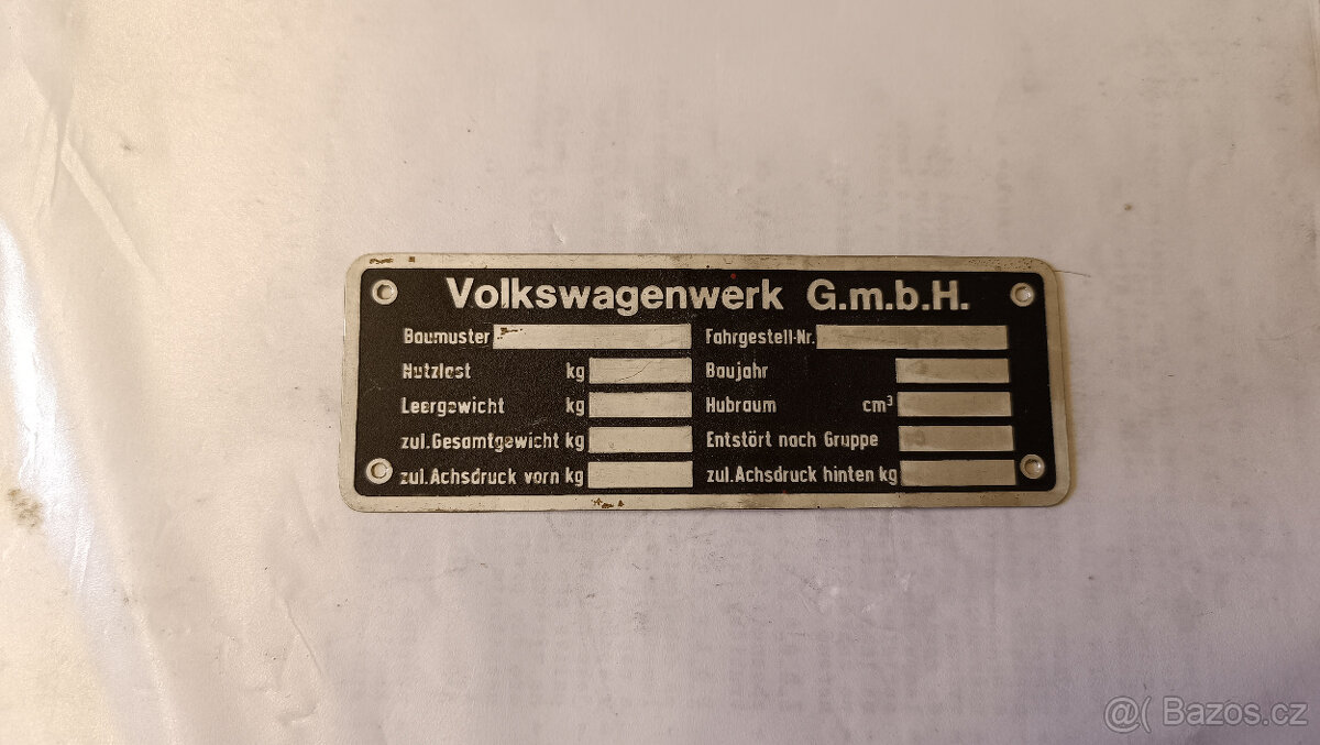VW Volkswagen brouk, T1- čistý štítek