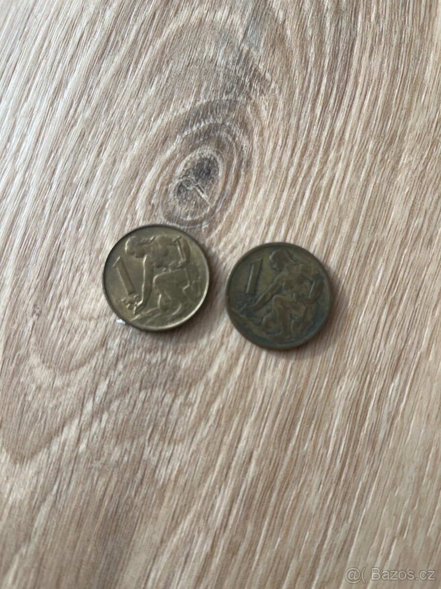 2x mince 1kč československá 1992 a 1962