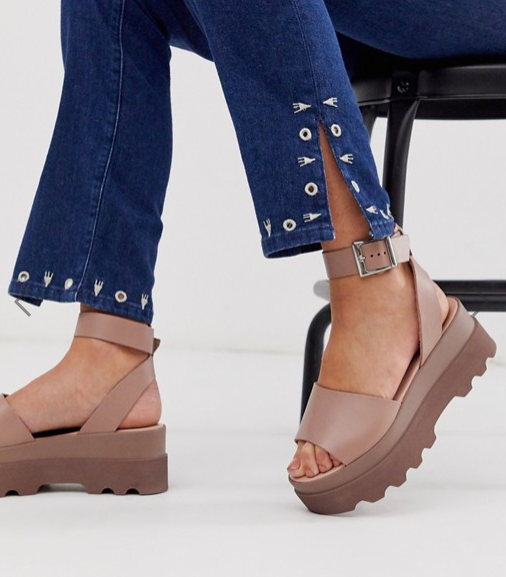 Leather flatforms - kožené sandály na platforme, velikost 38