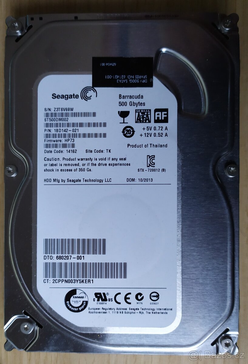 Funkční 3,5'' disk Seagate ST500DM002 500GB, vadné sektory