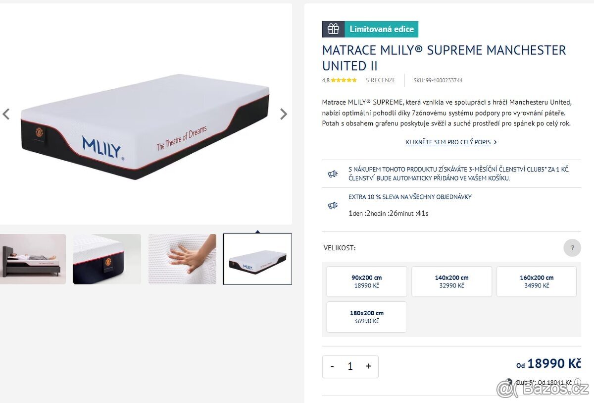 Dvě matrace 90x200 Dormeo
