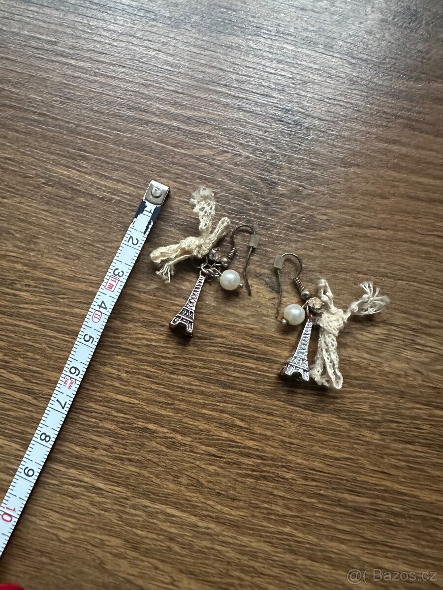 Náušnice - Eiffelova věž s mašličkou