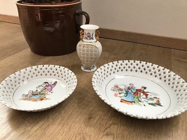 Set, sada čínská porcelánová mísa, talíř, váza