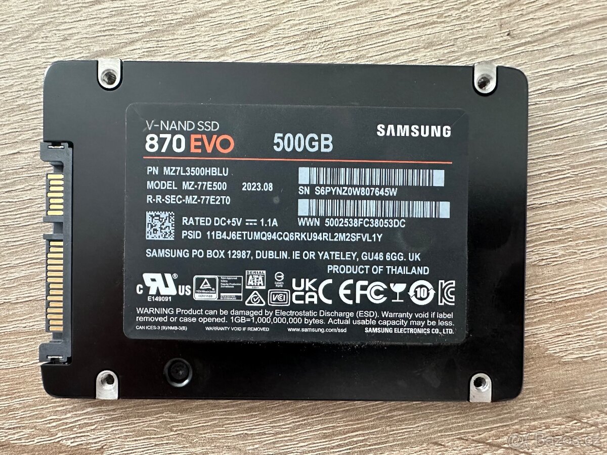 SSD Samsung 870 a 850 EVO 500GB