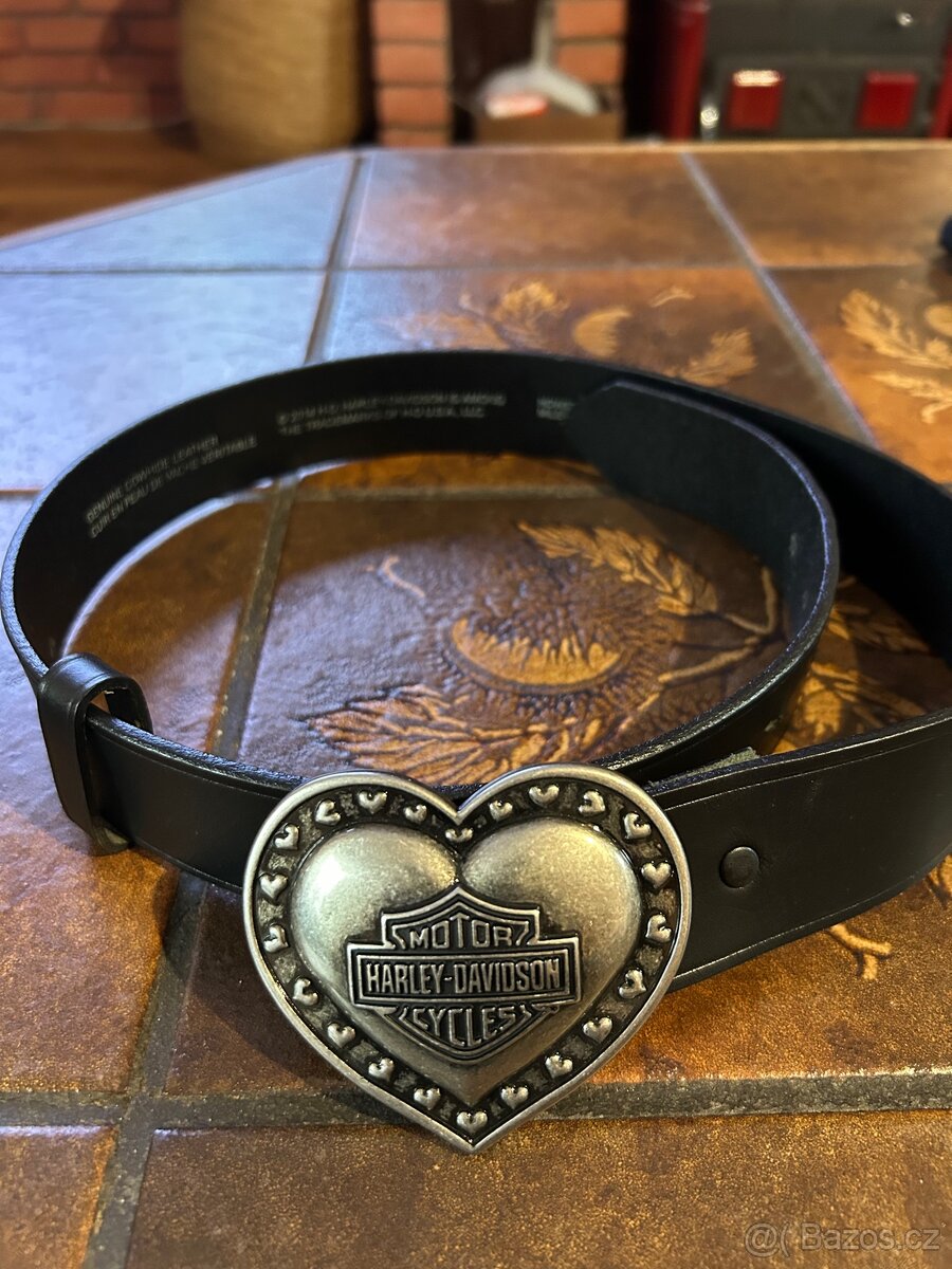 Harley Davidson dámský kožený pásek s kovovou sponou vel. S
