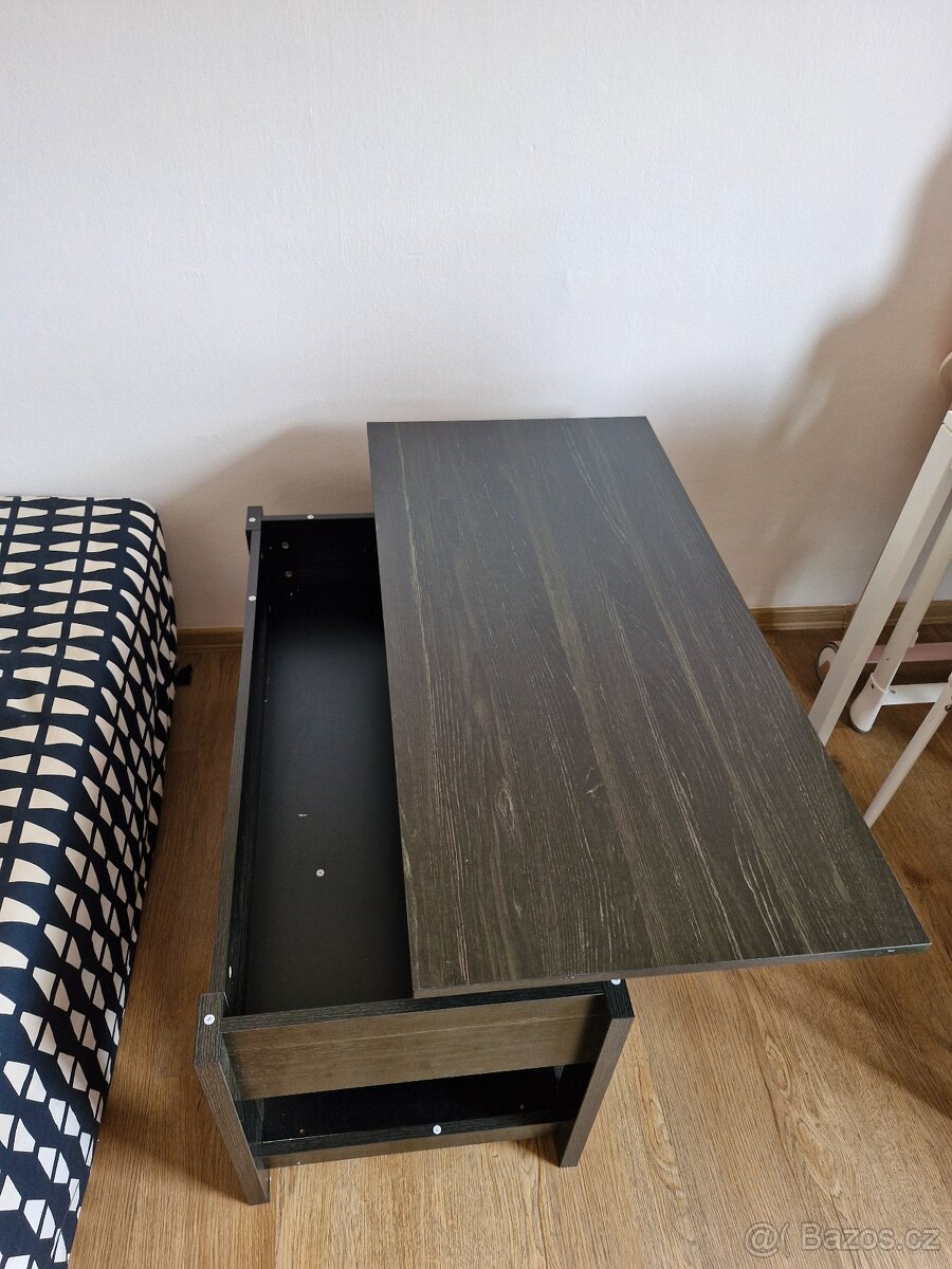 Konferenční stolek, černy, vyklápěcí