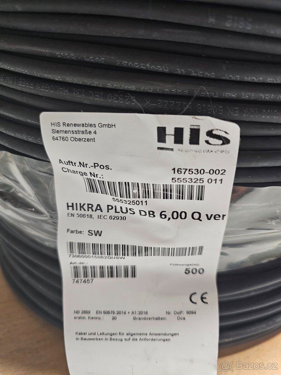 Solární kabel 6mm, černý