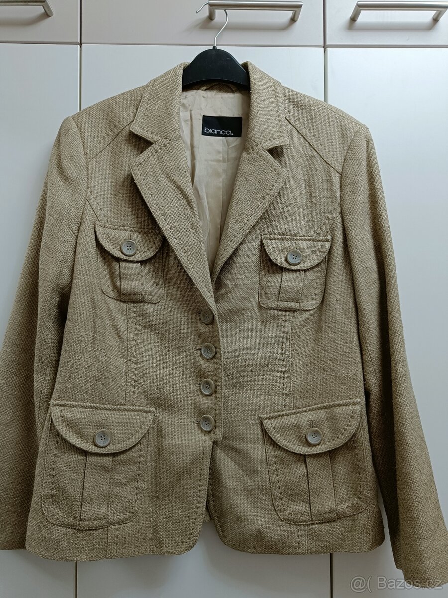 Dámské béžové hedvábné sako, vel. L