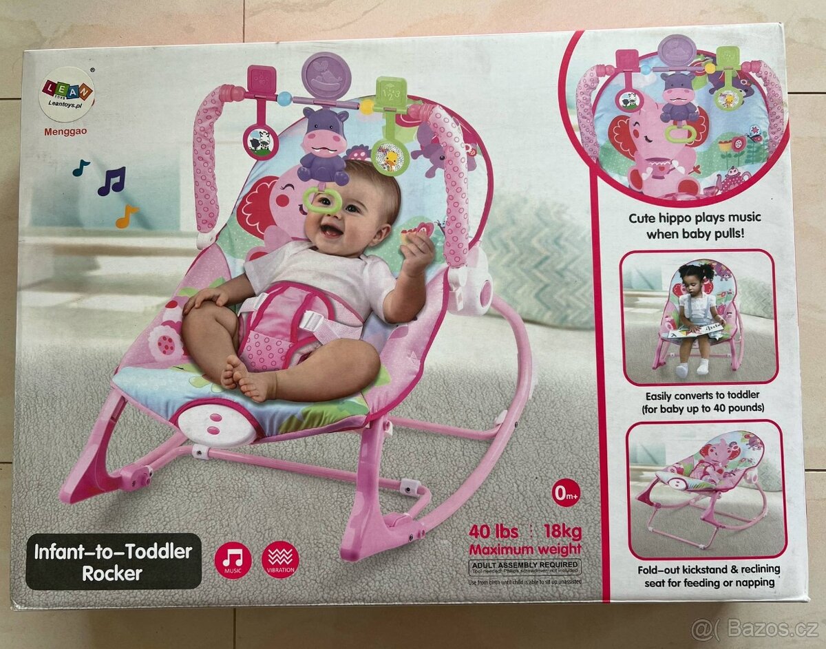 Lehátko houpátko vibrační - Pink NOVÉ