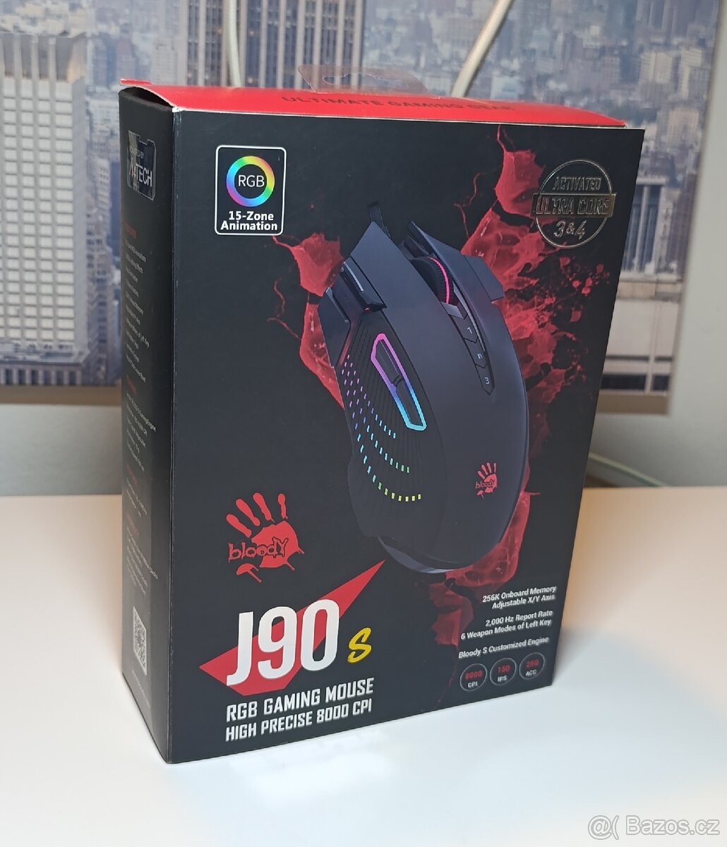 Herní myš Bloody J90s, RGB, 8000 CPI