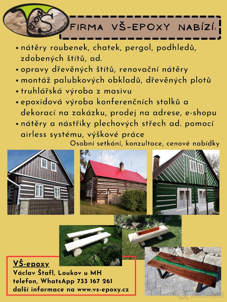 Truhlářské, epoxidové, natěračské a výškové práce