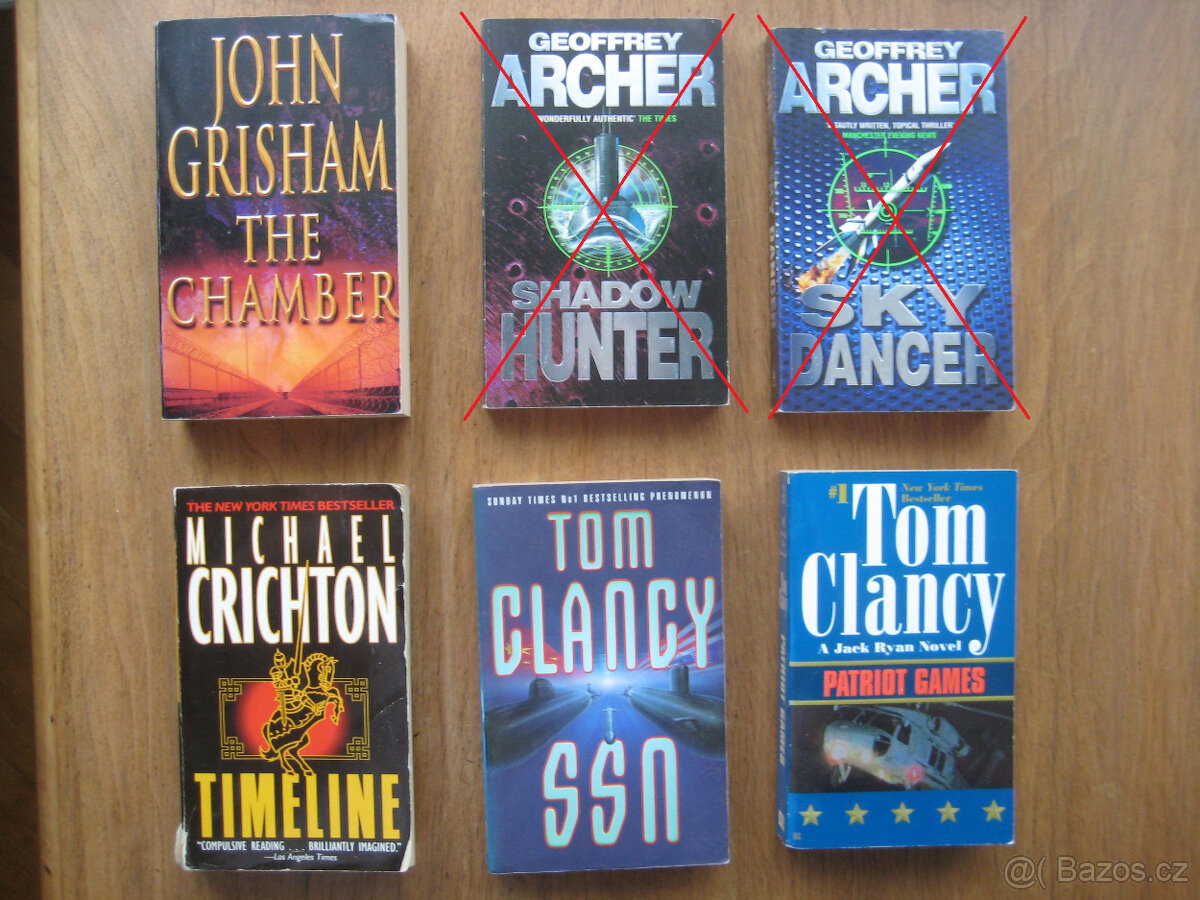 Knihy v angličtině - Clancy, Crichton, Grisham