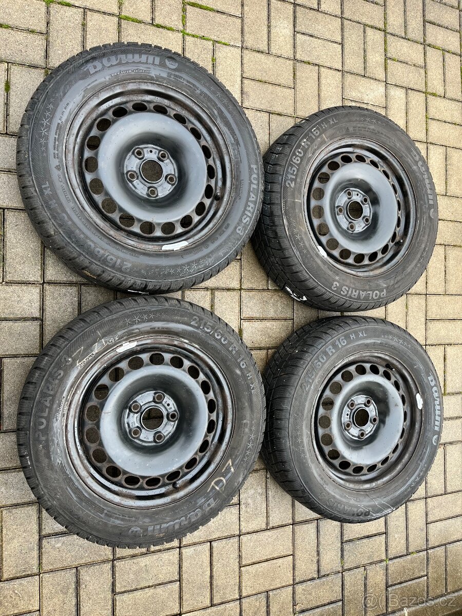 4x plechový disky 5x112 R16, zimní pneu 80%