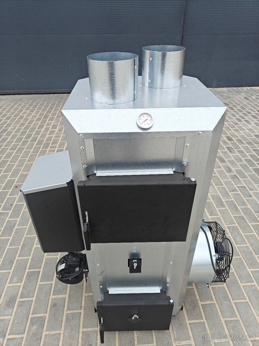 Ohřívač vzduchu koza NG30 kW do 400 m2 na olej a dřevo.