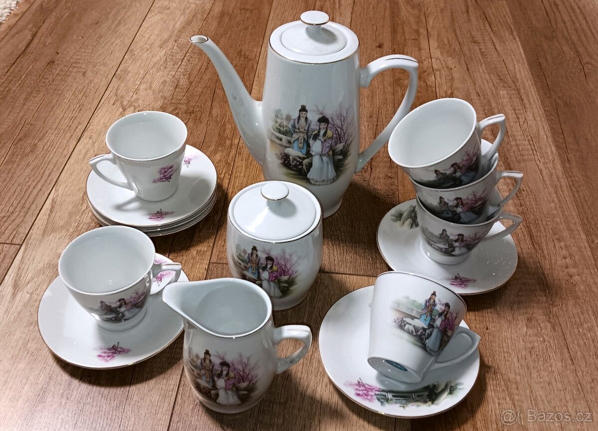Vintage čínský porcelánový čajový servis