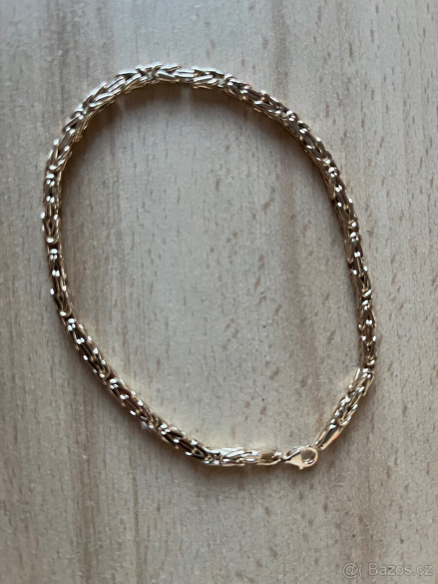 Zlatý náramek, 14K zlato, královská vazba, délka 220mm