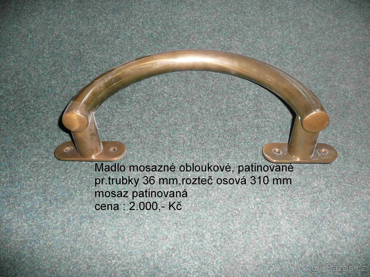 Dveřní moszné madlo obloukové, patinované