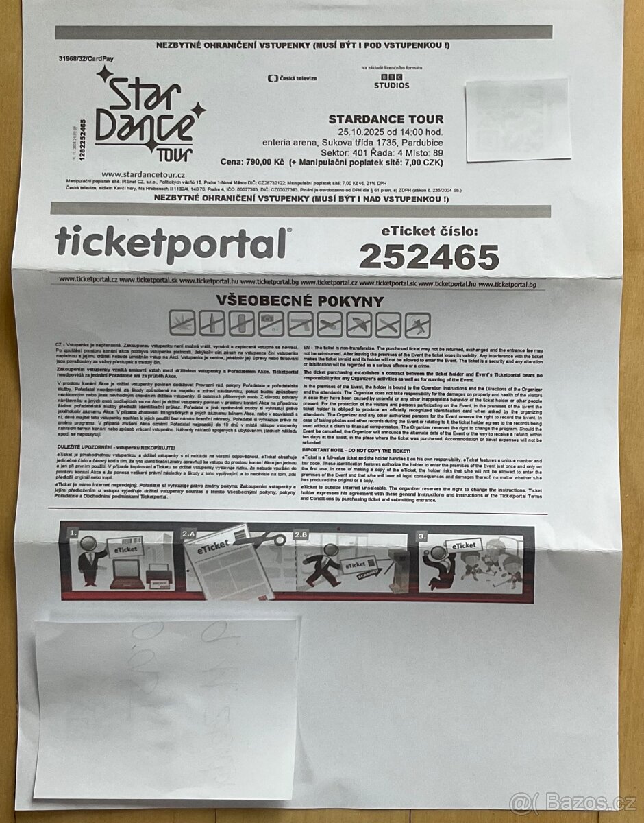 Prodám vstupenku na STARDANCE Tour Pardubice 25.10. ve 14,00
