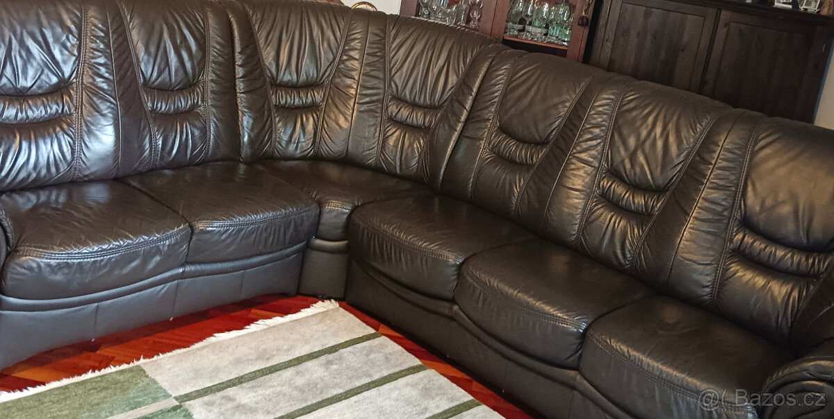 Kožená luxusní sedací souprava - rohová