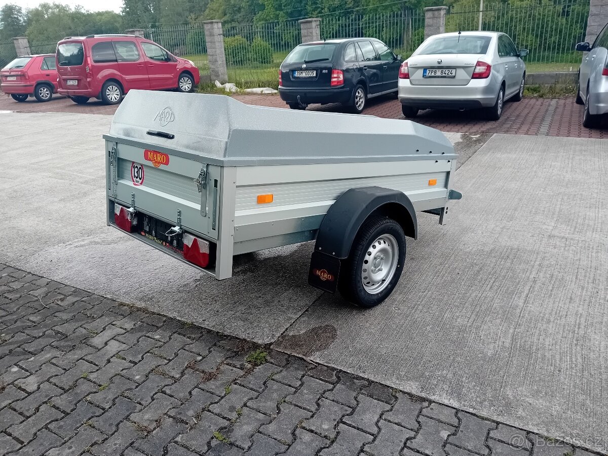 Přívěs, přívěsný vozík s alu bočnicemi a uzamykatelným víkem