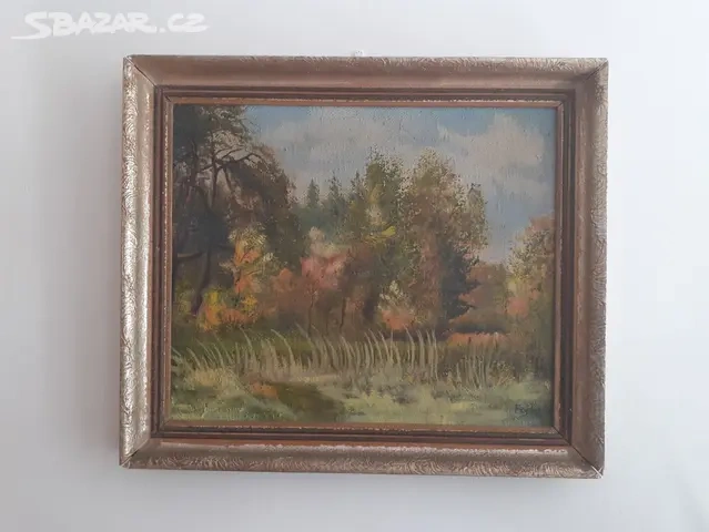 Obraz olej platno Podzimní Les akd Malíř M.Fojta.