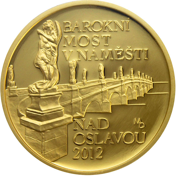 Zlatá mince 5000Kč Most v Náměšti nad Oslavou ČNB 2012 PROOF