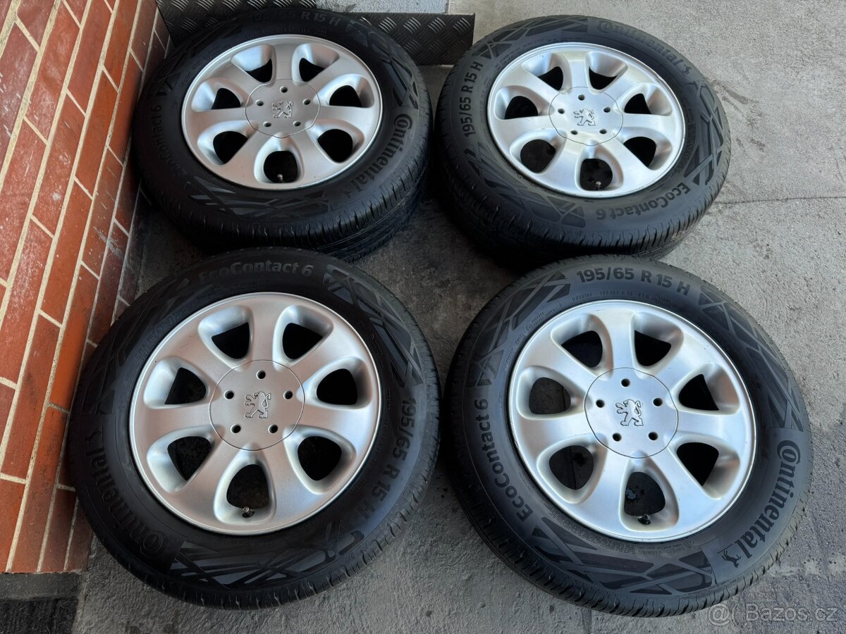 Alu 15" 4x108, Orig. Peugeot, letní 85%, TOP + šrouby