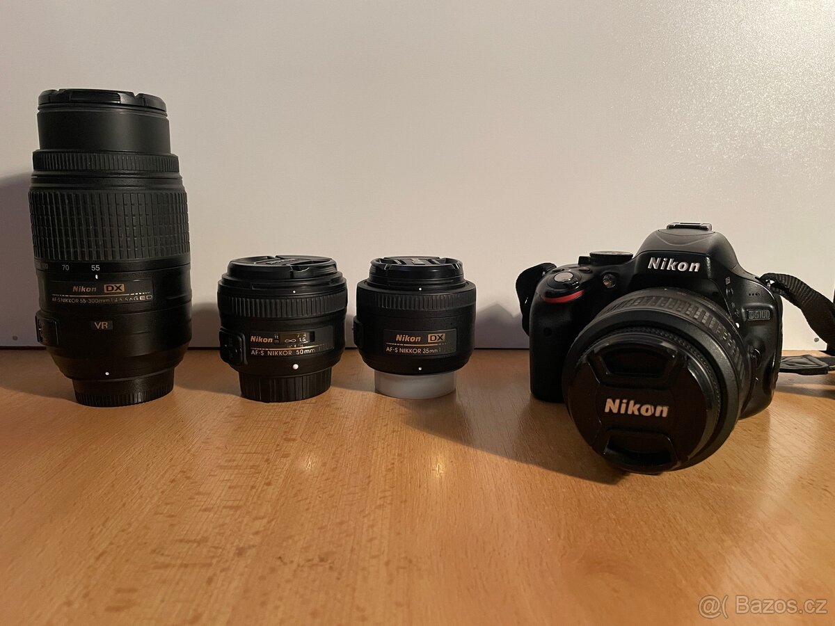Kompletní Nikon set – D5100 + 3 objektivy + příslušenství