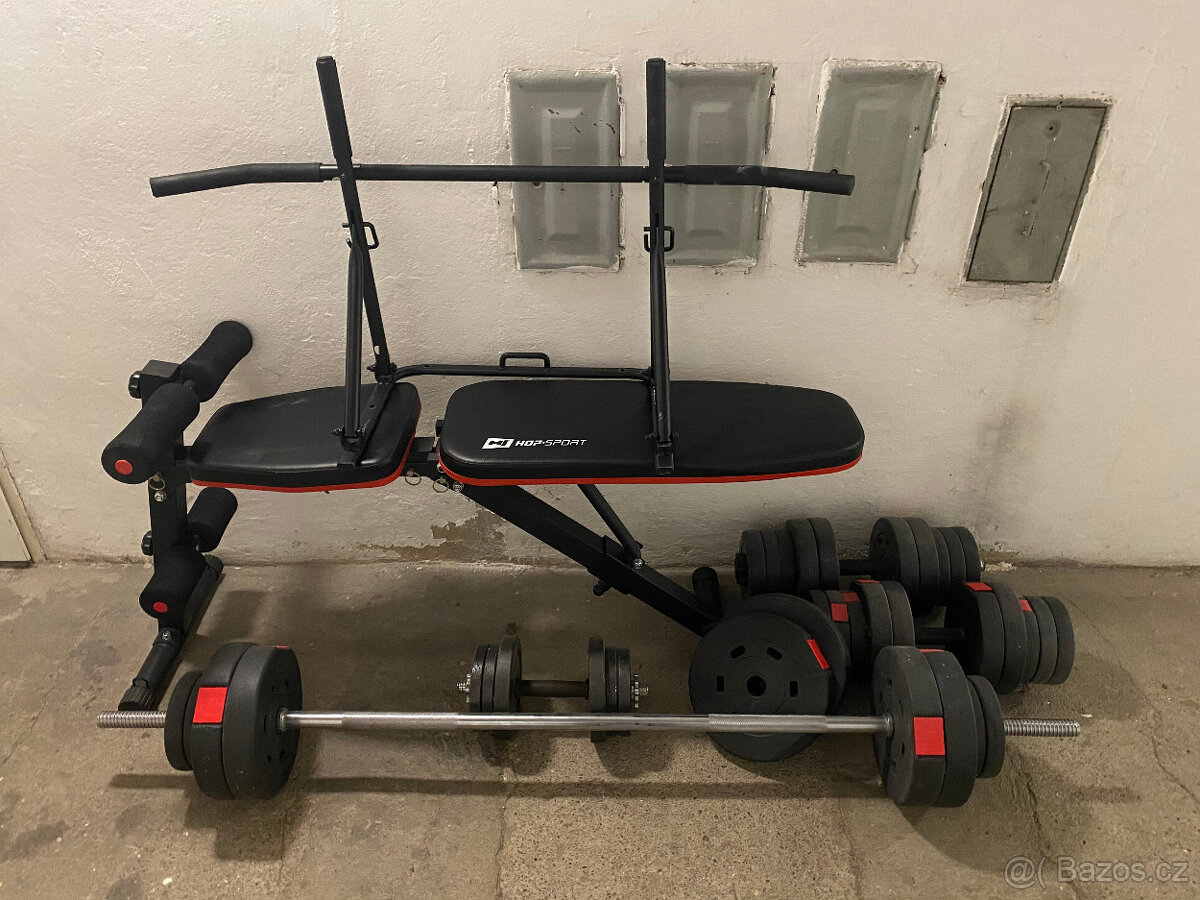 Posilovací lavice, Hrazda, 10kg čínka, Závaží + Osa