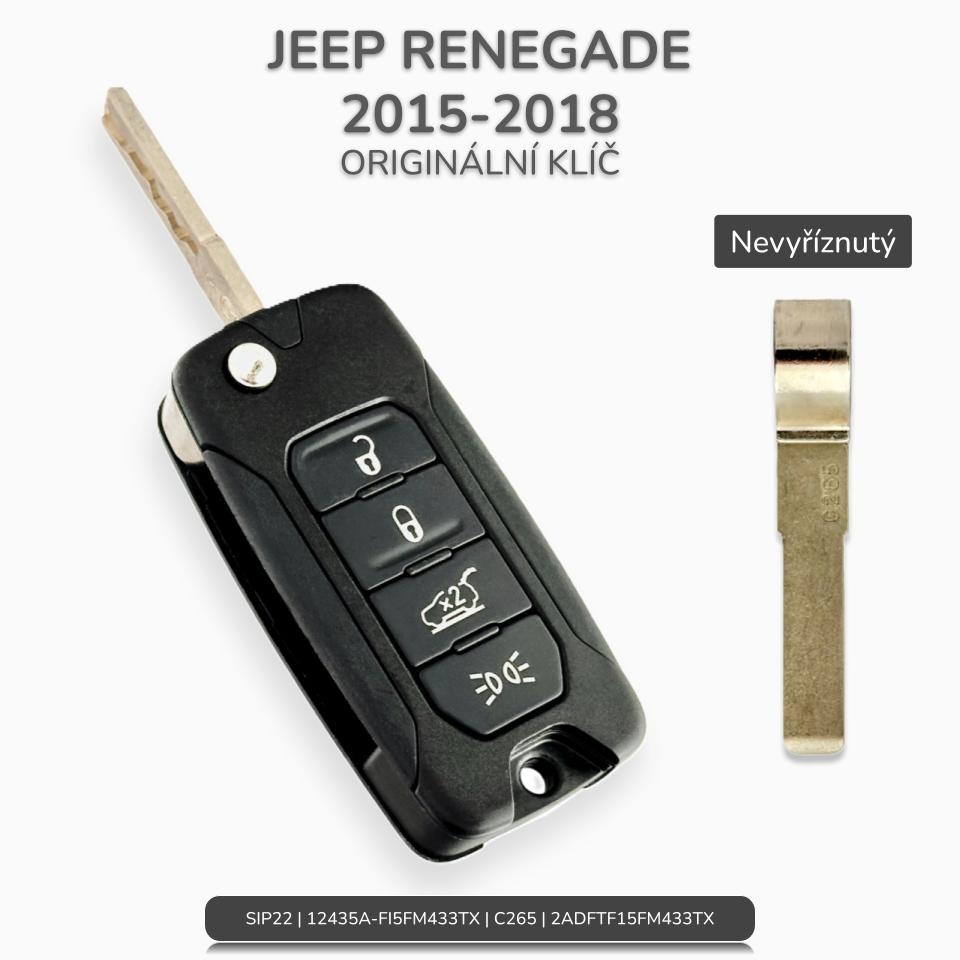 Originální JEEP RENEGADE 2015-2018 Dálkový klíč Nevyříznutý